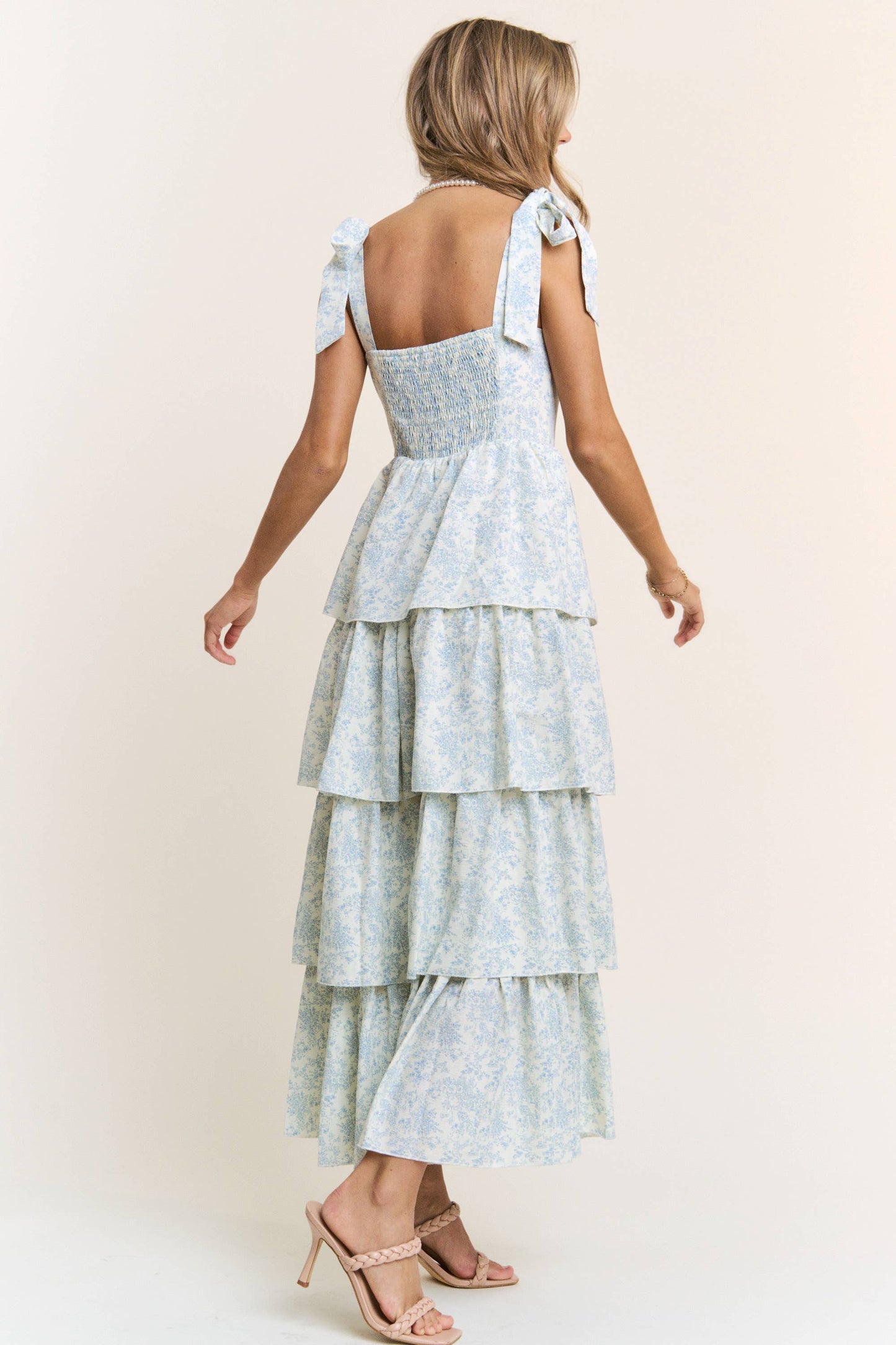 THE BLUE FLORAL RUFFLE MAXI