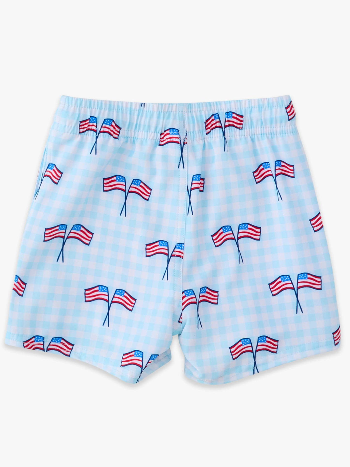 PATRIOTIC GINGHAM SWIM TRUNKS
