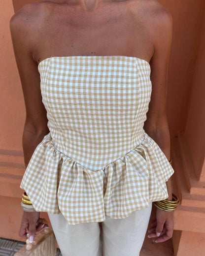 GINGHAM BUBBLE TOP