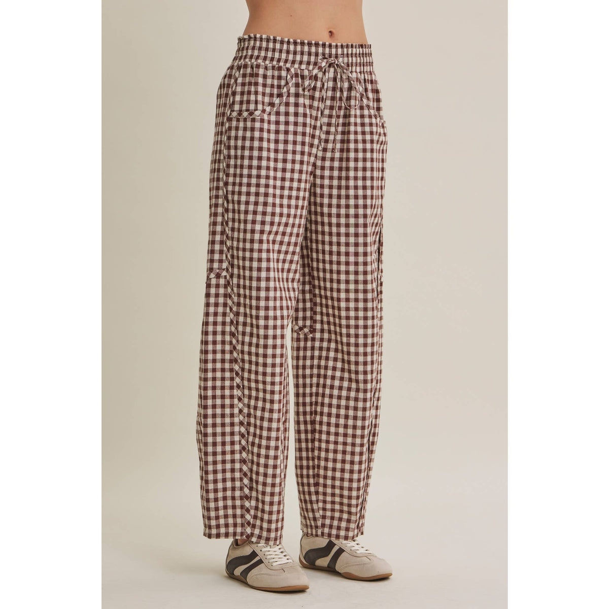 EASY DAY GINGHAM BARREL PANTS