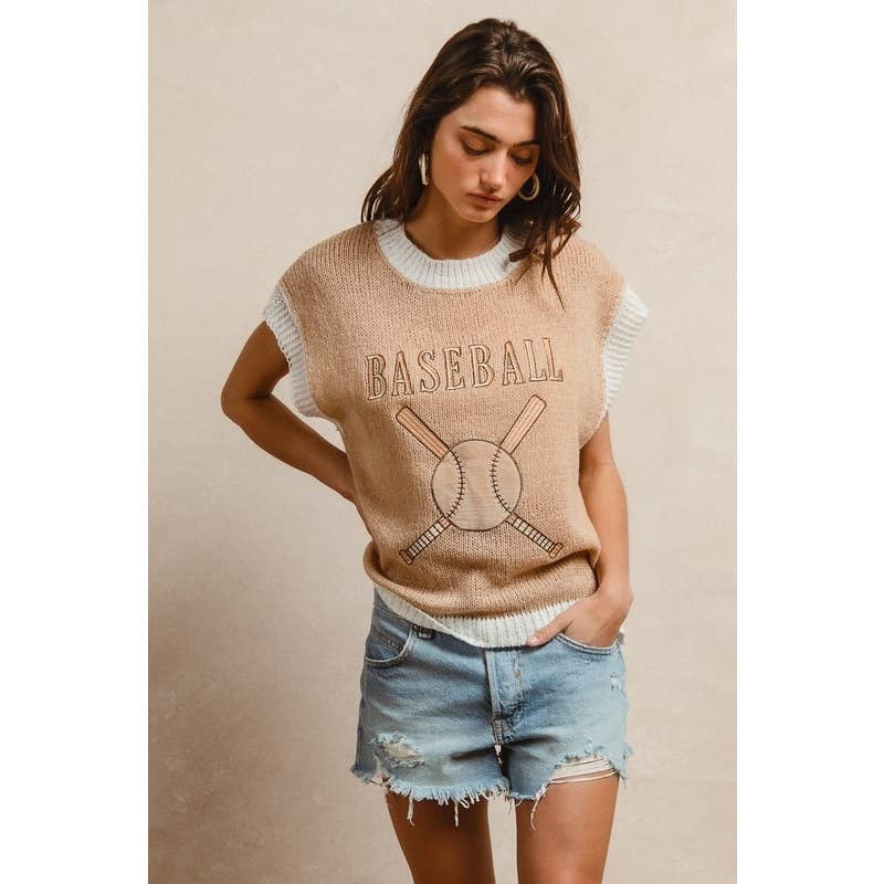 BASEBALL PATCHWORK SWEATER VEST