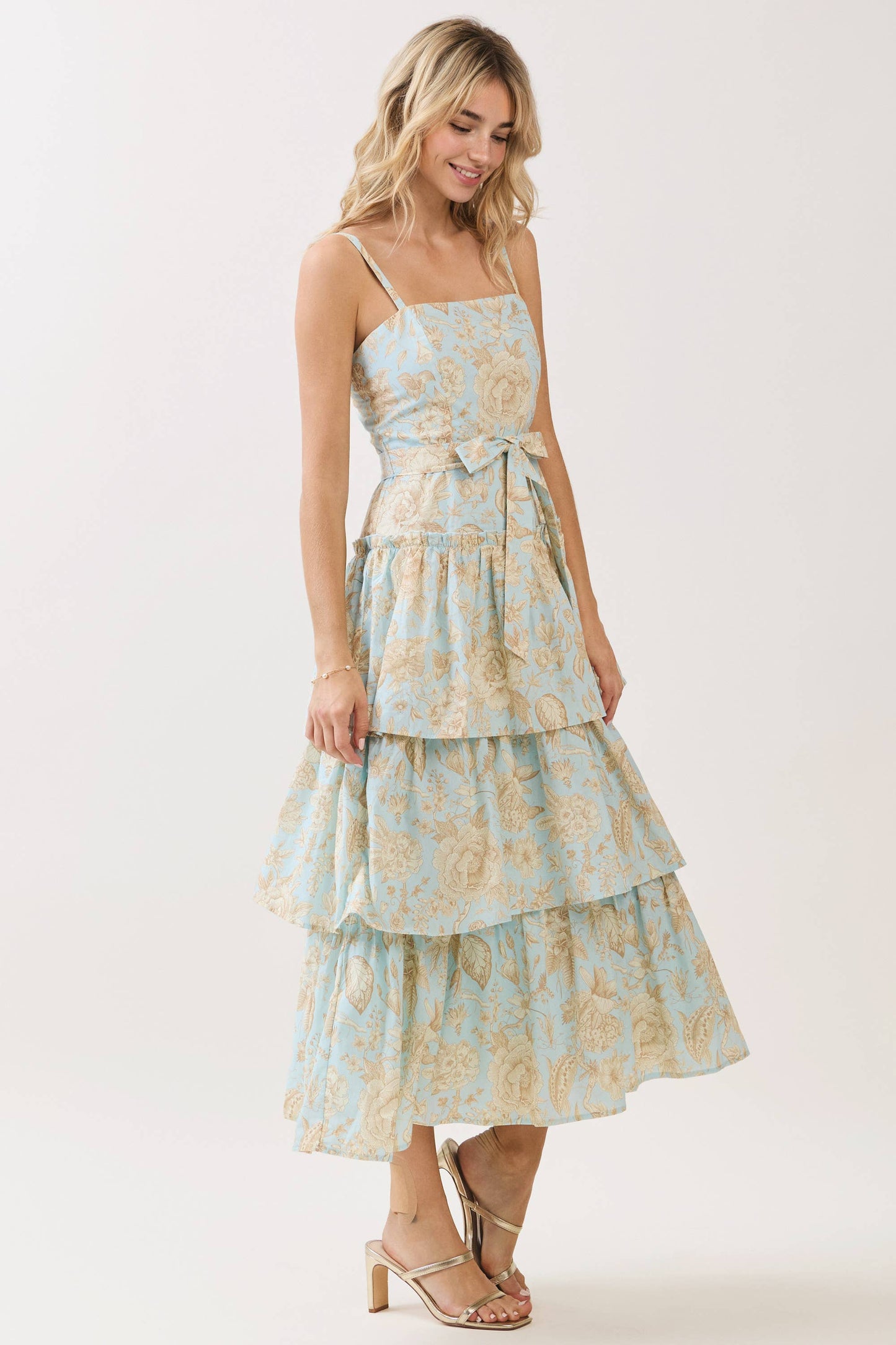 THE GOLDEN FLORAL TIERED DRESS