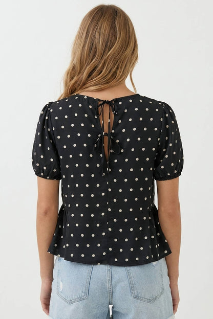 POLKA DOT PEPLUM BLOUSE