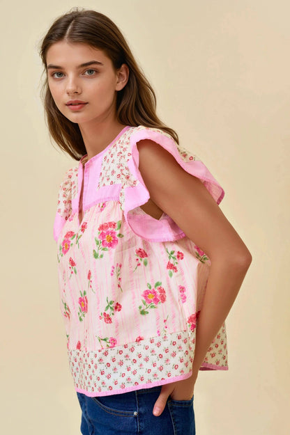 PINK FLUTTER BLOUSE