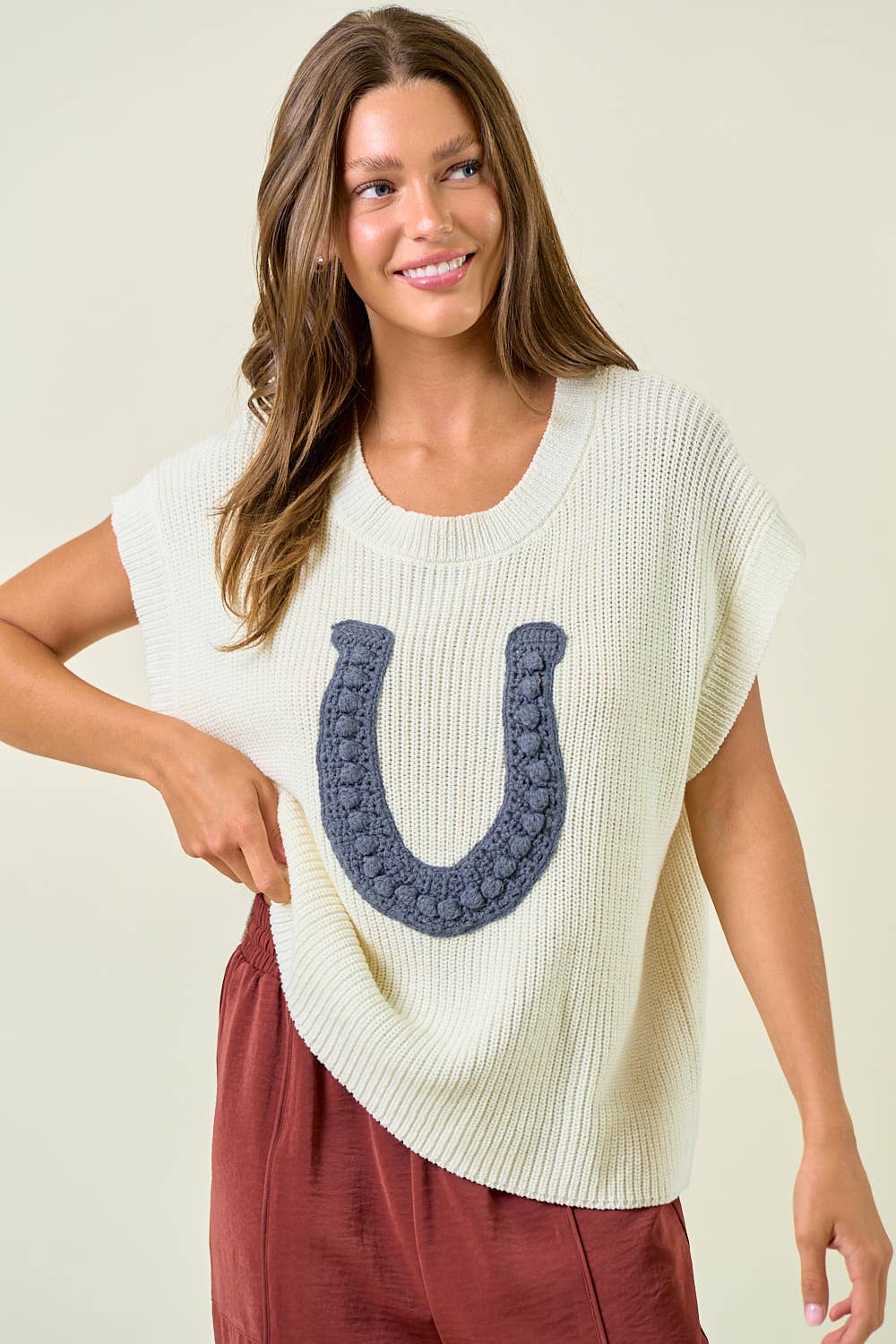 HORSESHOE RIBBED SWEATER