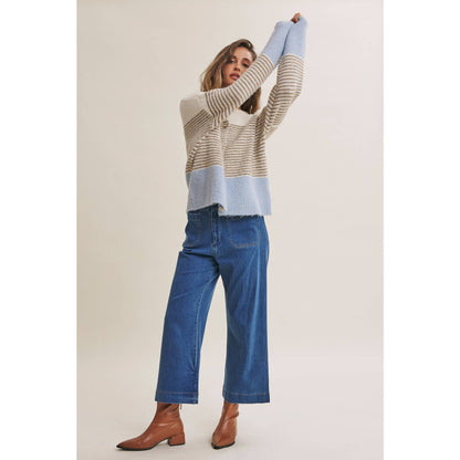 MORNING CHAI STRIPED CARDI