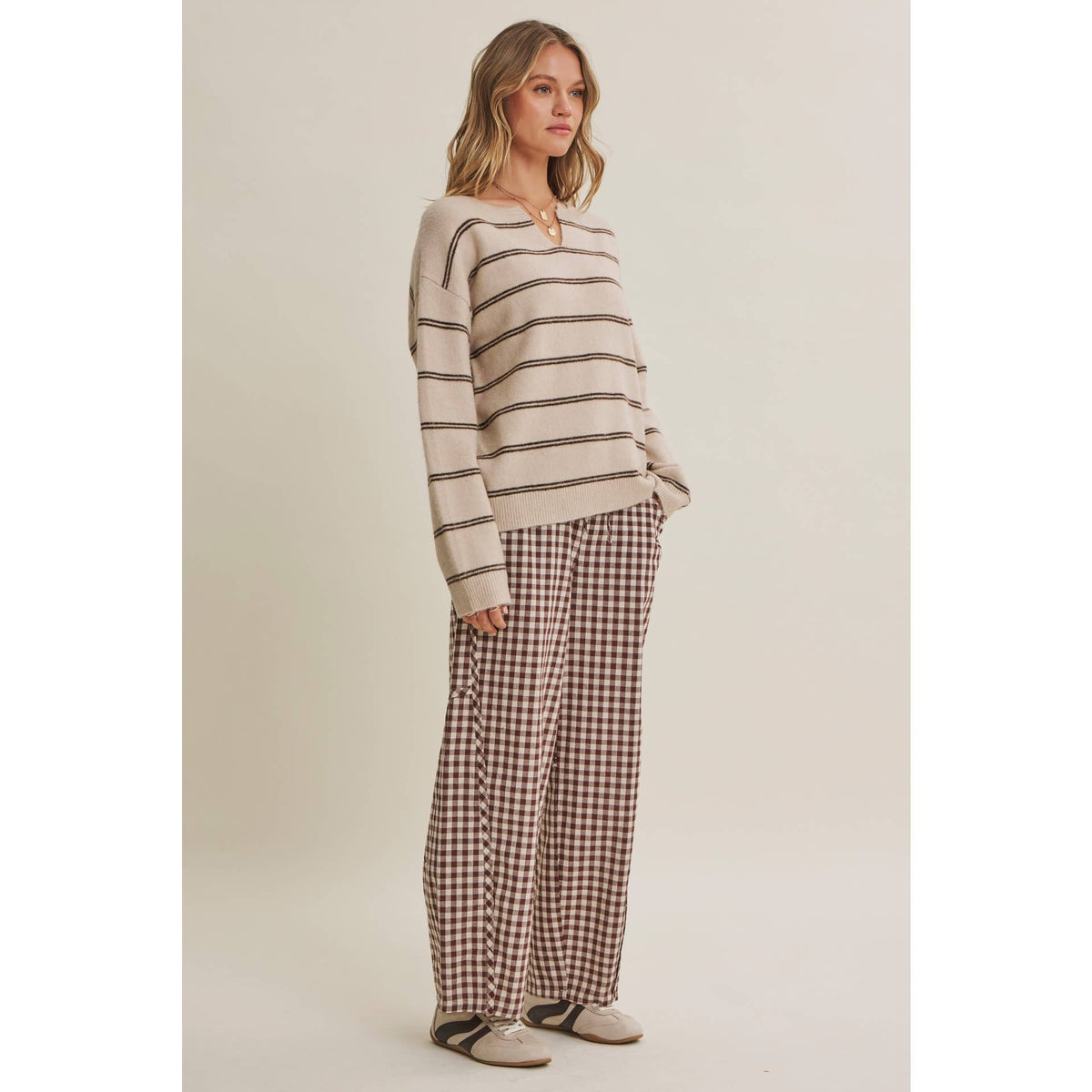 EASY DAY GINGHAM BARREL PANTS