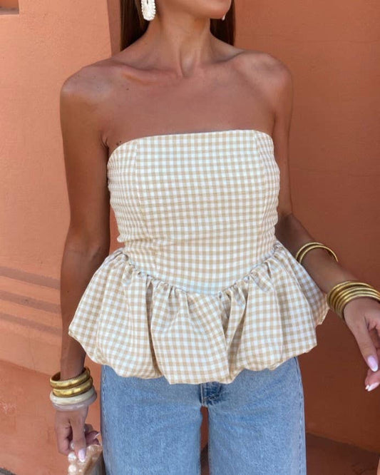GINGHAM BUBBLE TOP