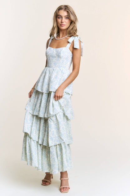 THE BLUE FLORAL RUFFLE MAXI