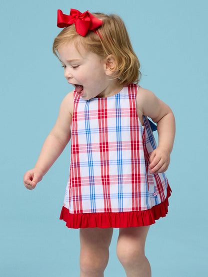 RED, WHITE + BLUE PLAID BLOOMER SET