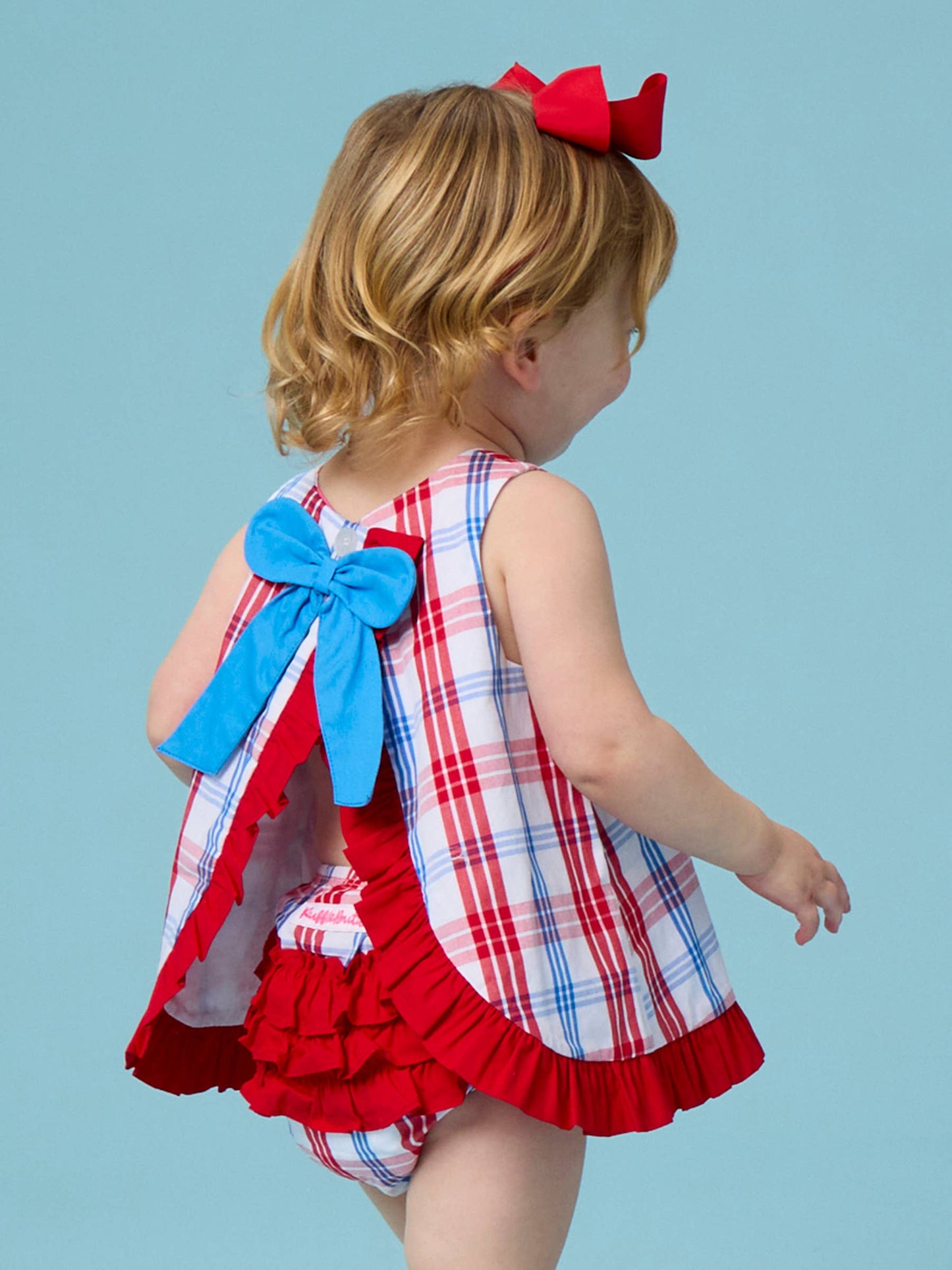 RED, WHITE + BLUE PLAID BLOOMER SET