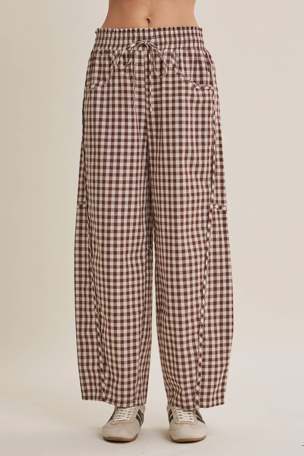 EASY DAY GINGHAM BARREL PANTS
