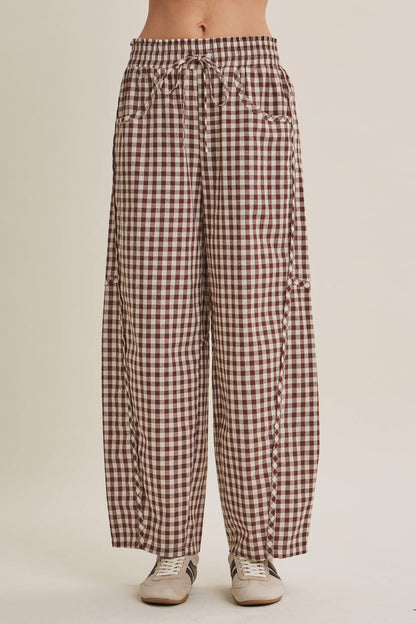 EASY DAY GINGHAM BARREL PANTS