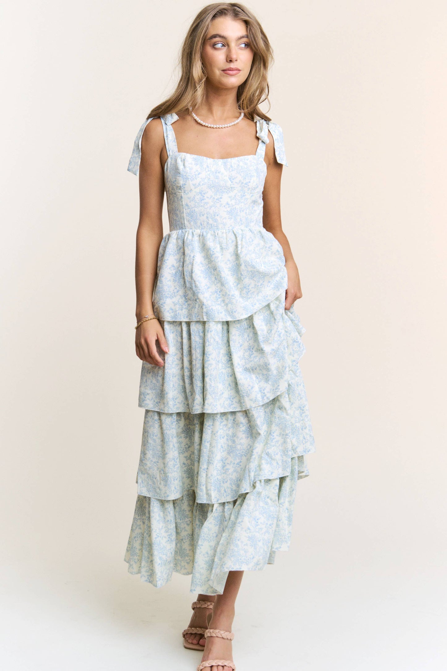 THE BLUE FLORAL RUFFLE MAXI