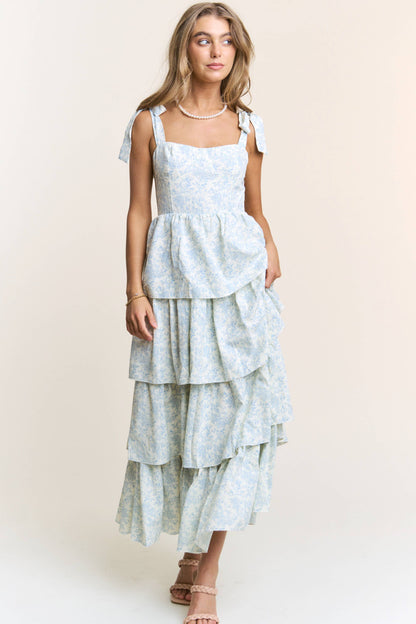 THE BLUE FLORAL RUFFLE MAXI
