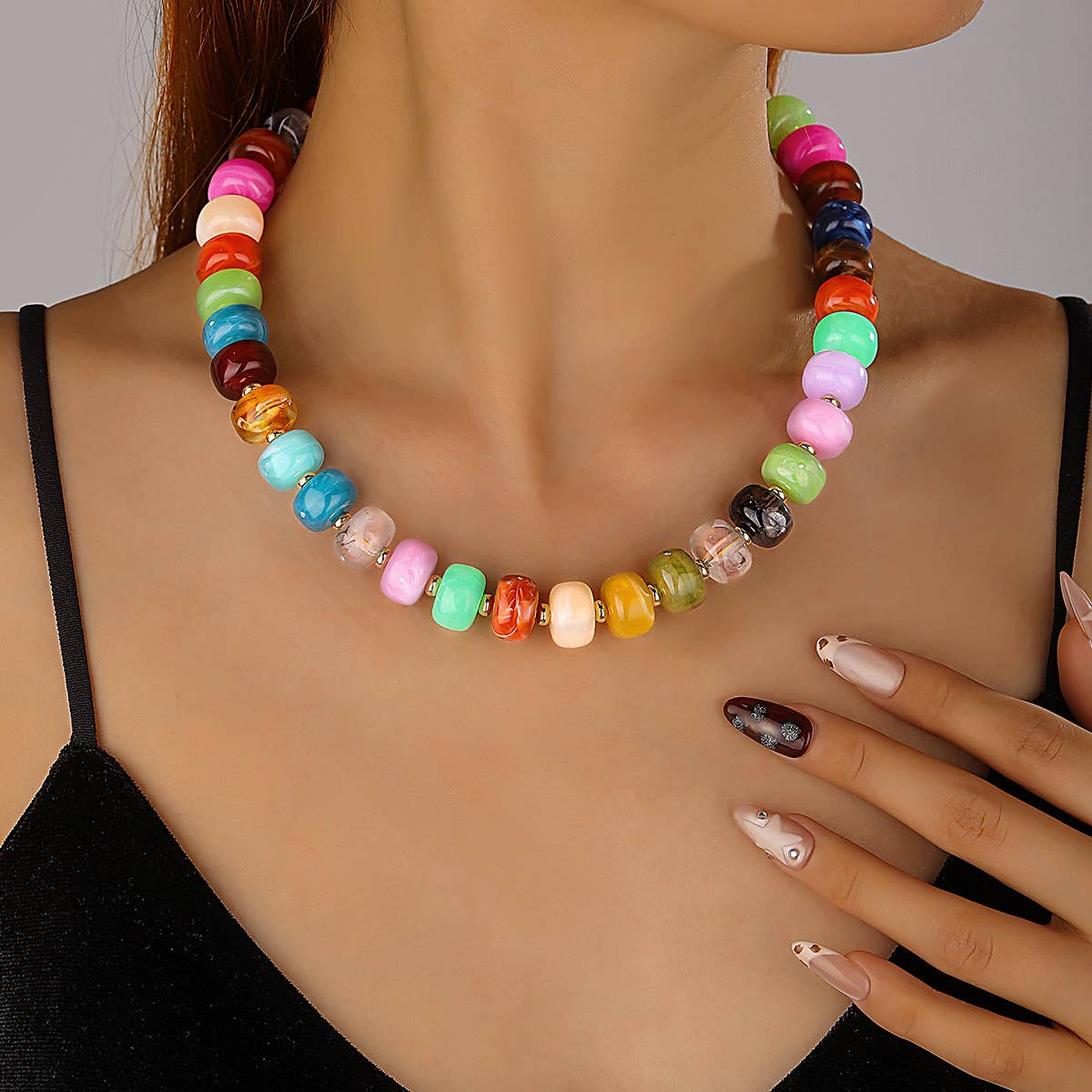 BIG MIXED BEADED NECKLACE