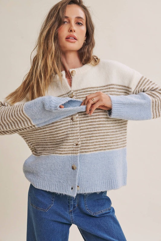 MORNING CHAI STRIPED CARDI