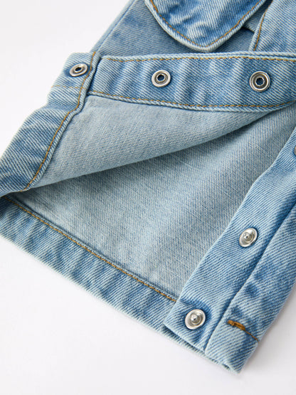 LITTLE DENIM BOW OVERALLS