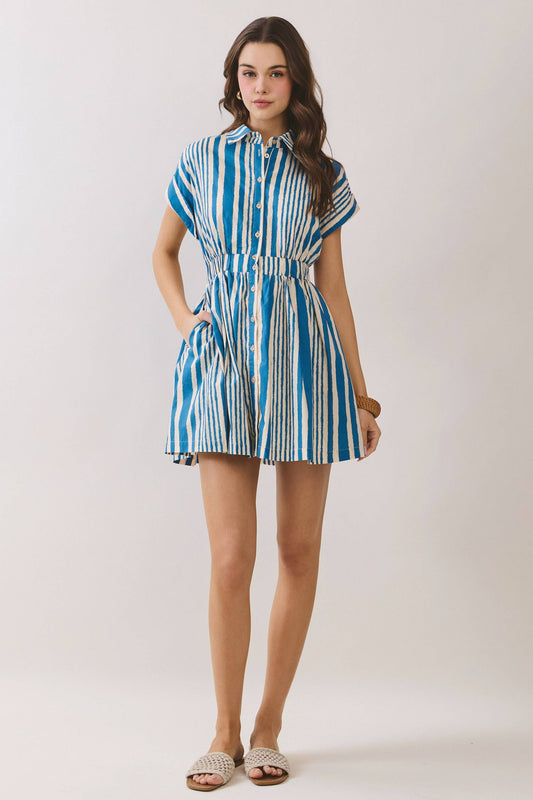 THE BLUE STRIPE MINI DRESS