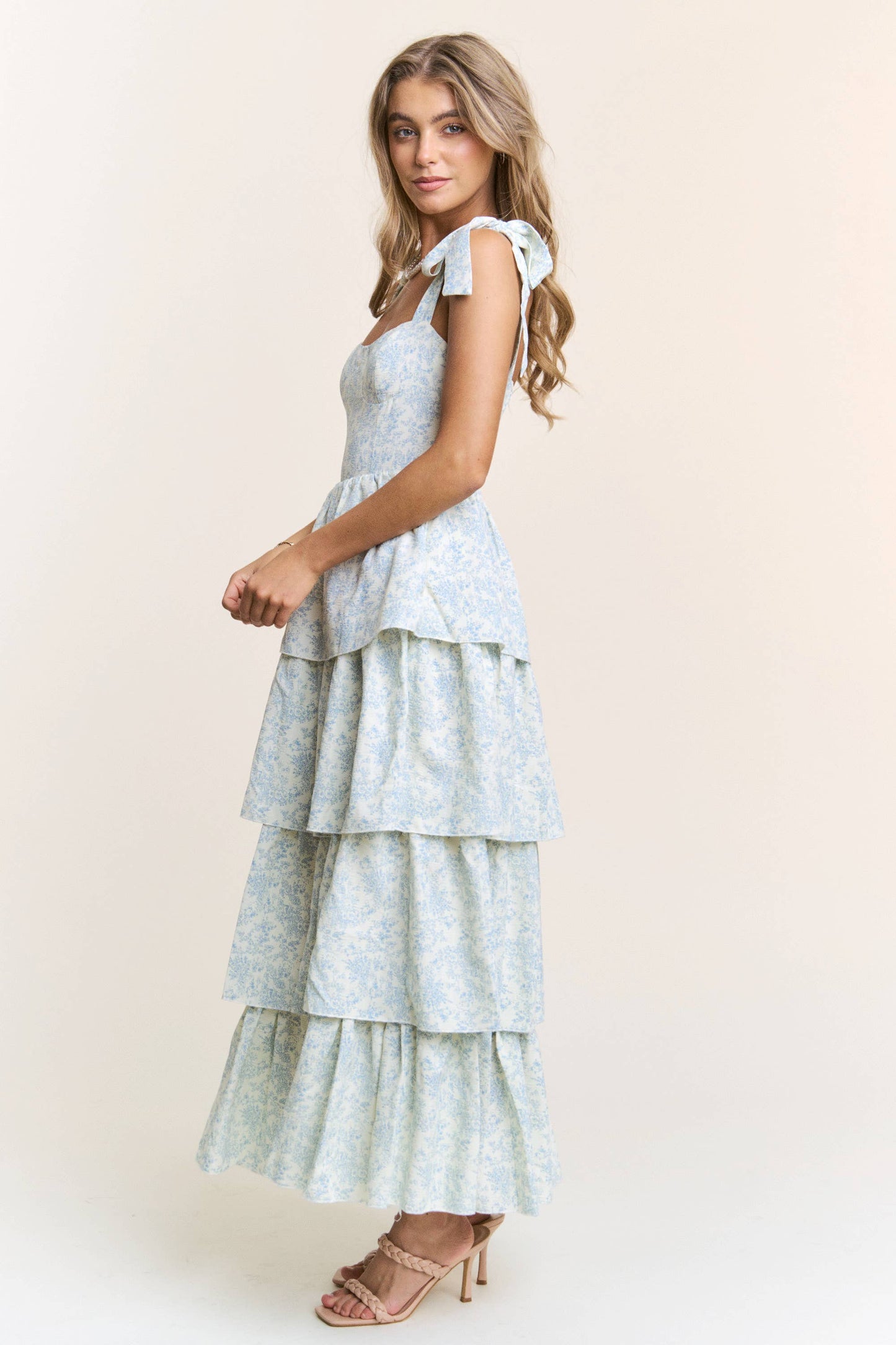 THE BLUE FLORAL RUFFLE MAXI