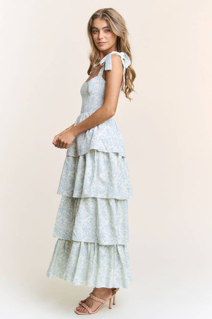 THE BLUE FLORAL RUFFLE MAXI