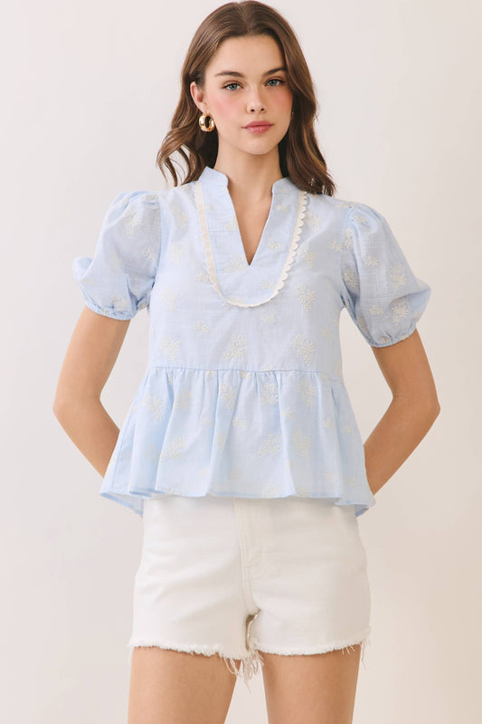 PEPLUM BABY BLUE TOP