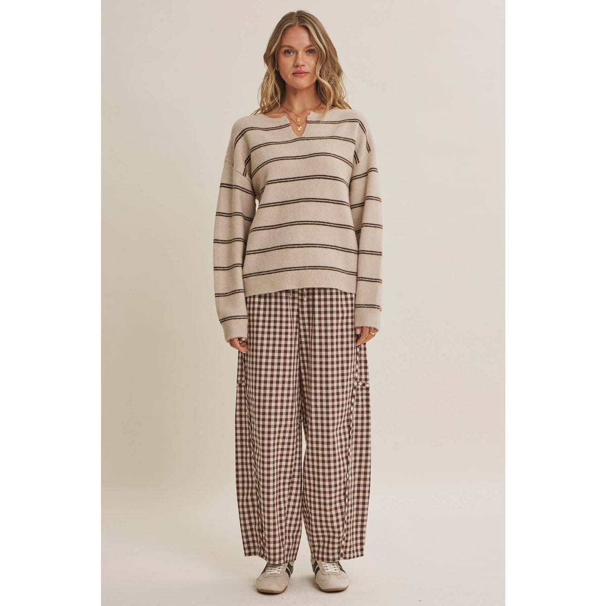 EASY DAY GINGHAM BARREL PANTS