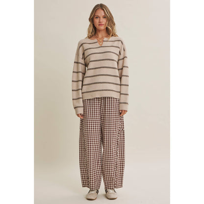 EASY DAY GINGHAM BARREL PANTS