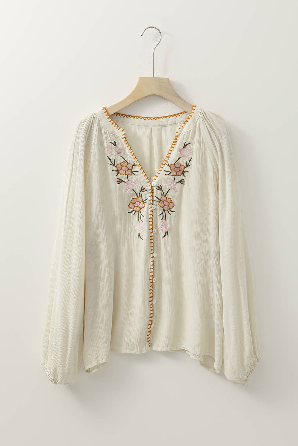 EMBROIDERED PUFF SLEEVE BLOUSE
