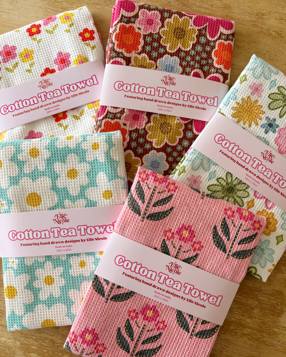WAFFLE TEA TOWELS || WATERCOLOR FLORALS