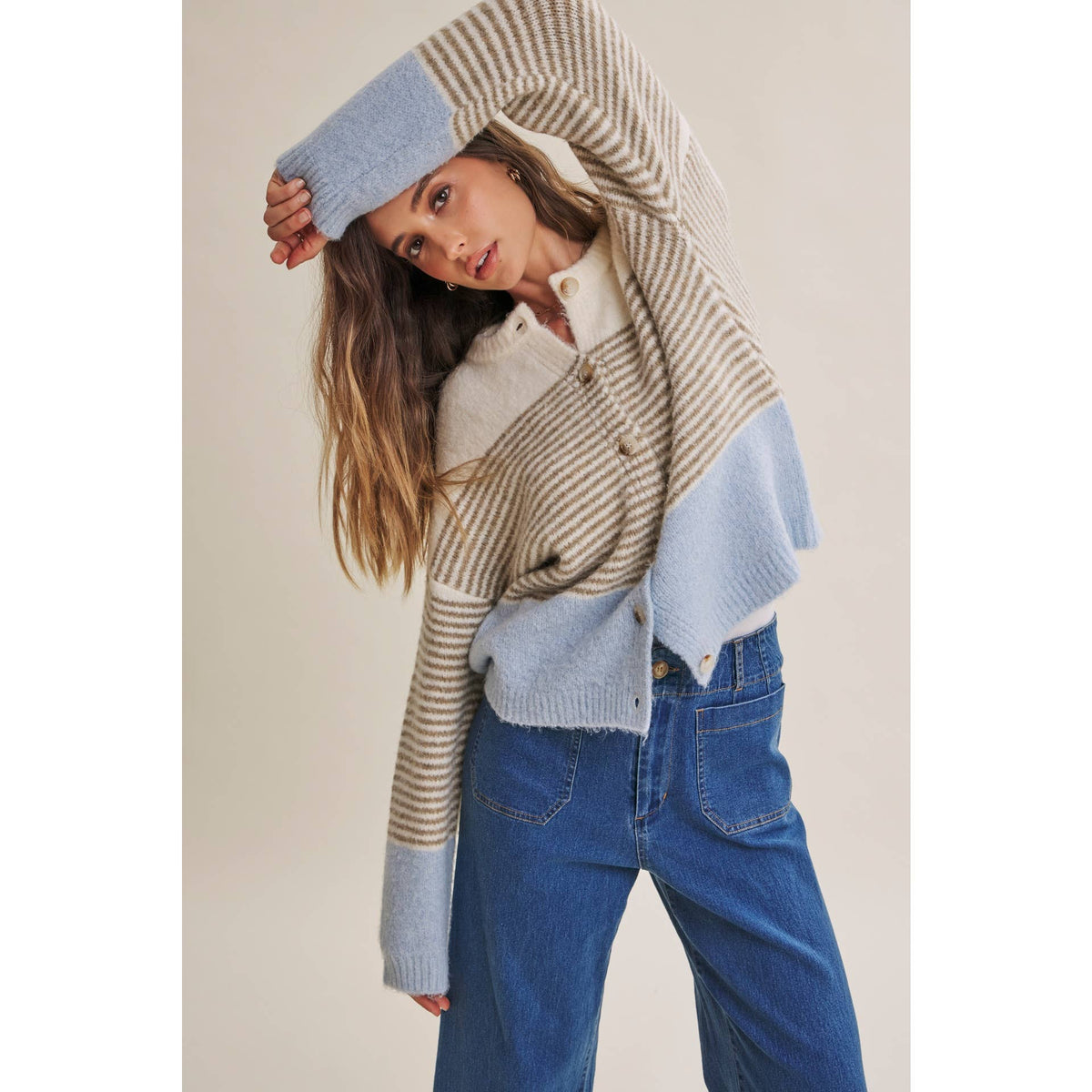 MORNING CHAI STRIPED CARDI