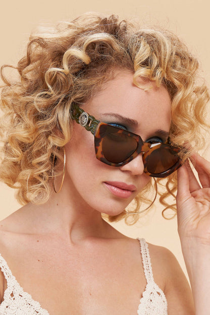 Luxe Zelia Sunglasses - Tortoiseshell/Olive