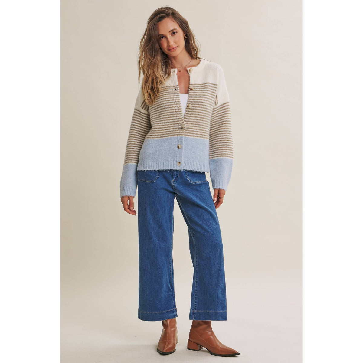 MORNING CHAI STRIPED CARDI