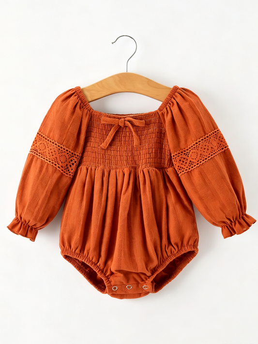 THE FALL BABY SMOCKED ROMPER