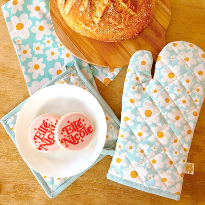 OVEN MITT SET || BLUE DAISY