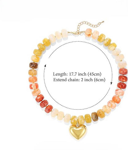 GOLD HEART BEADED NECKLACE