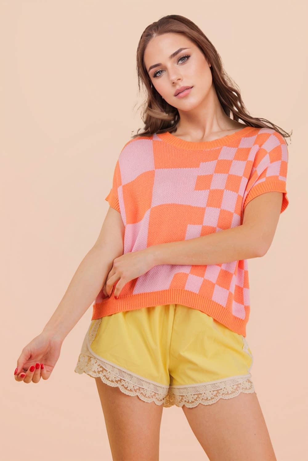 THE CHECKERED KNIT TOP
