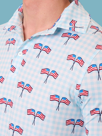 PATRIOTIC GINGHAM POLO
