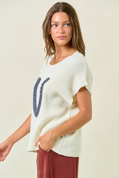 HORSESHOE RIBBED SWEATER