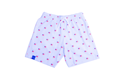 MEN’S FLAG SWIM TRUNKS