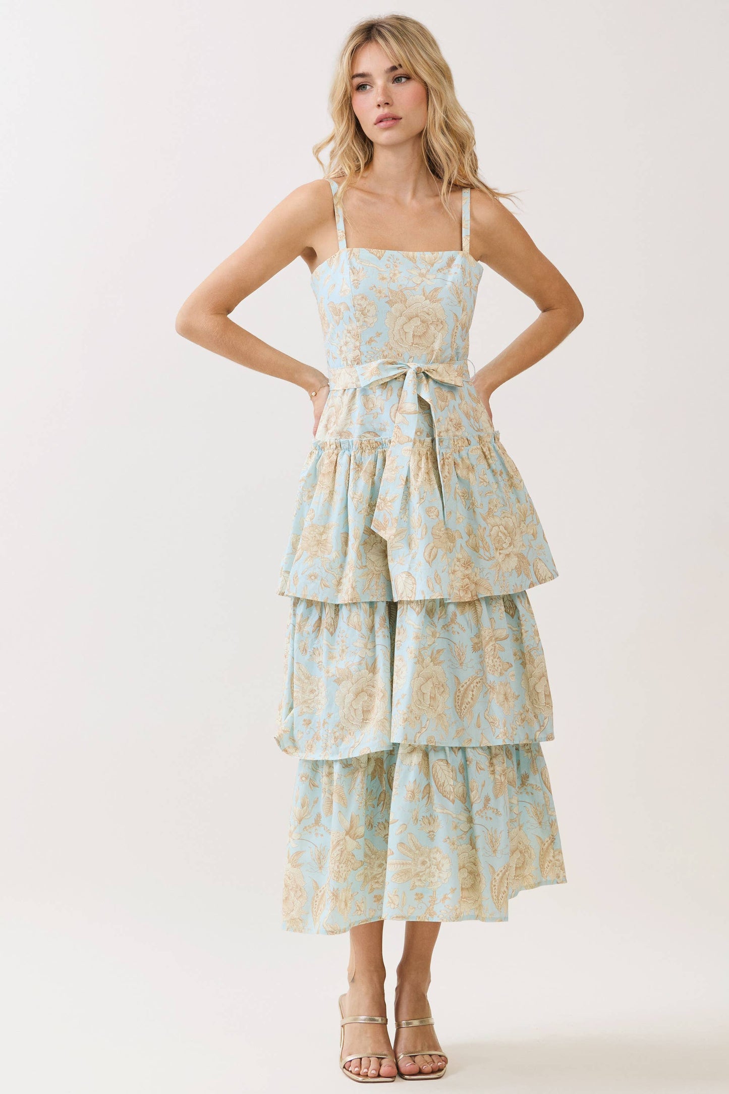 THE GOLDEN FLORAL TIERED DRESS