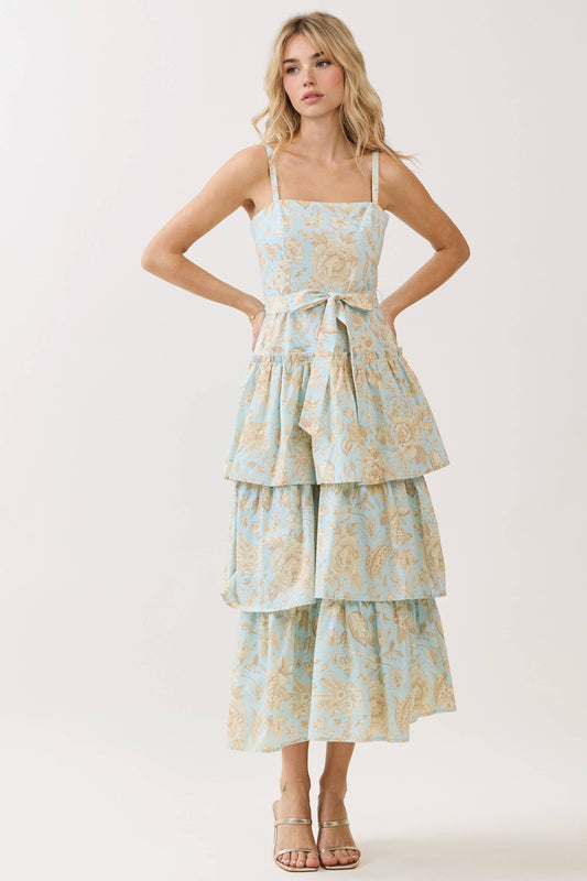 THE GOLDEN FLORAL TIERED DRESS