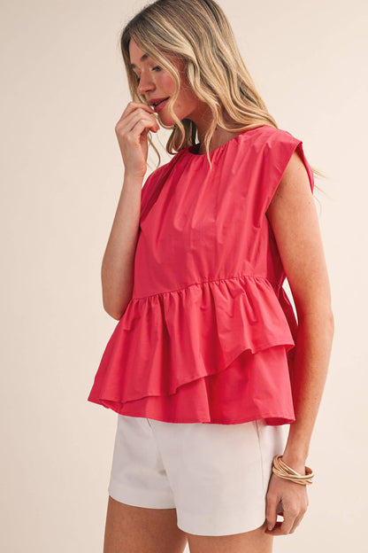 RUFFLED PEPLUM TOP