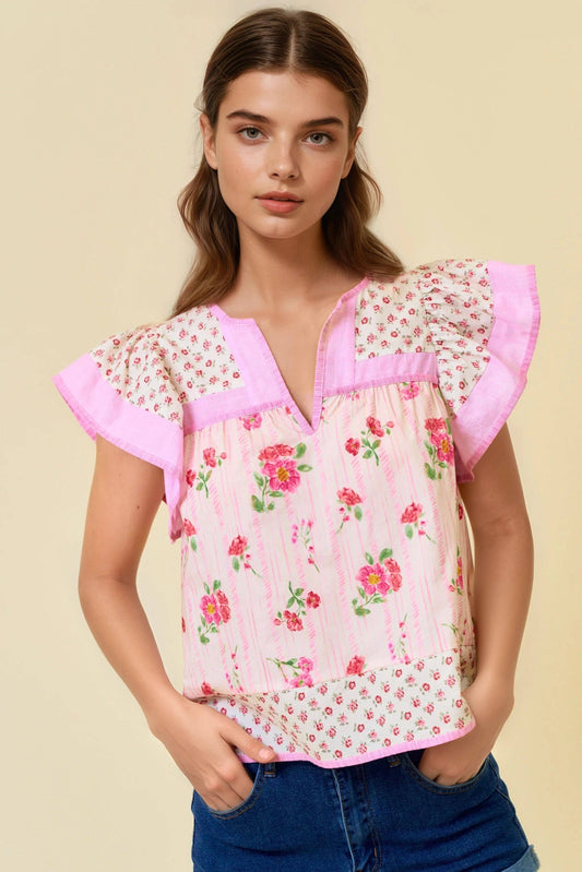 PINK FLUTTER BLOUSE