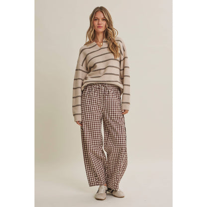 EASY DAY GINGHAM BARREL PANTS