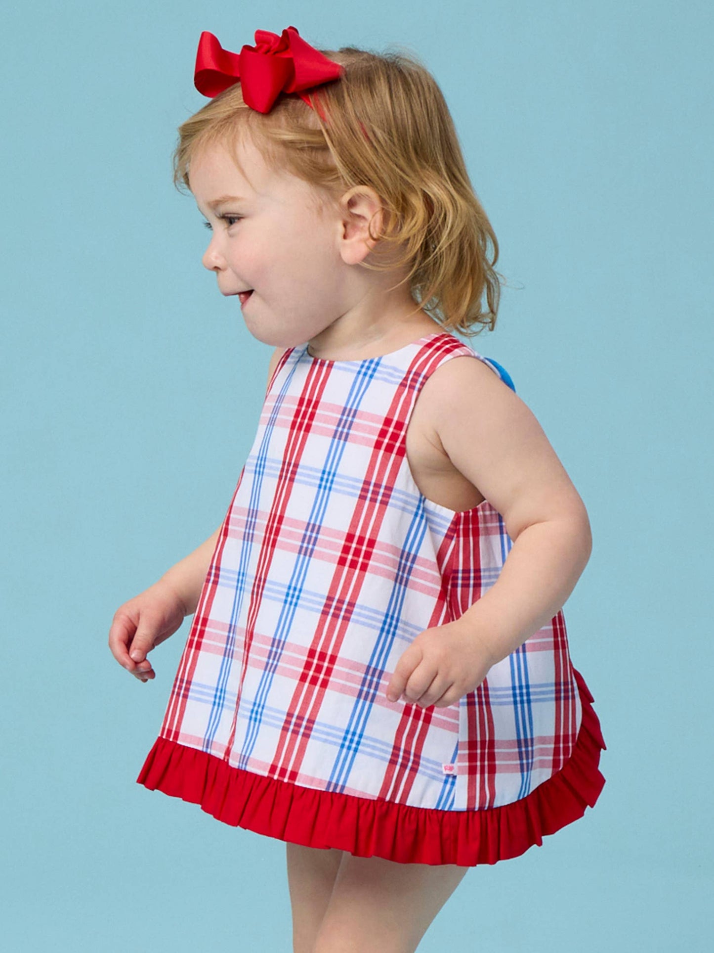 RED, WHITE + BLUE PLAID BLOOMER SET