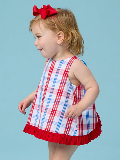 RED, WHITE + BLUE PLAID BLOOMER SET