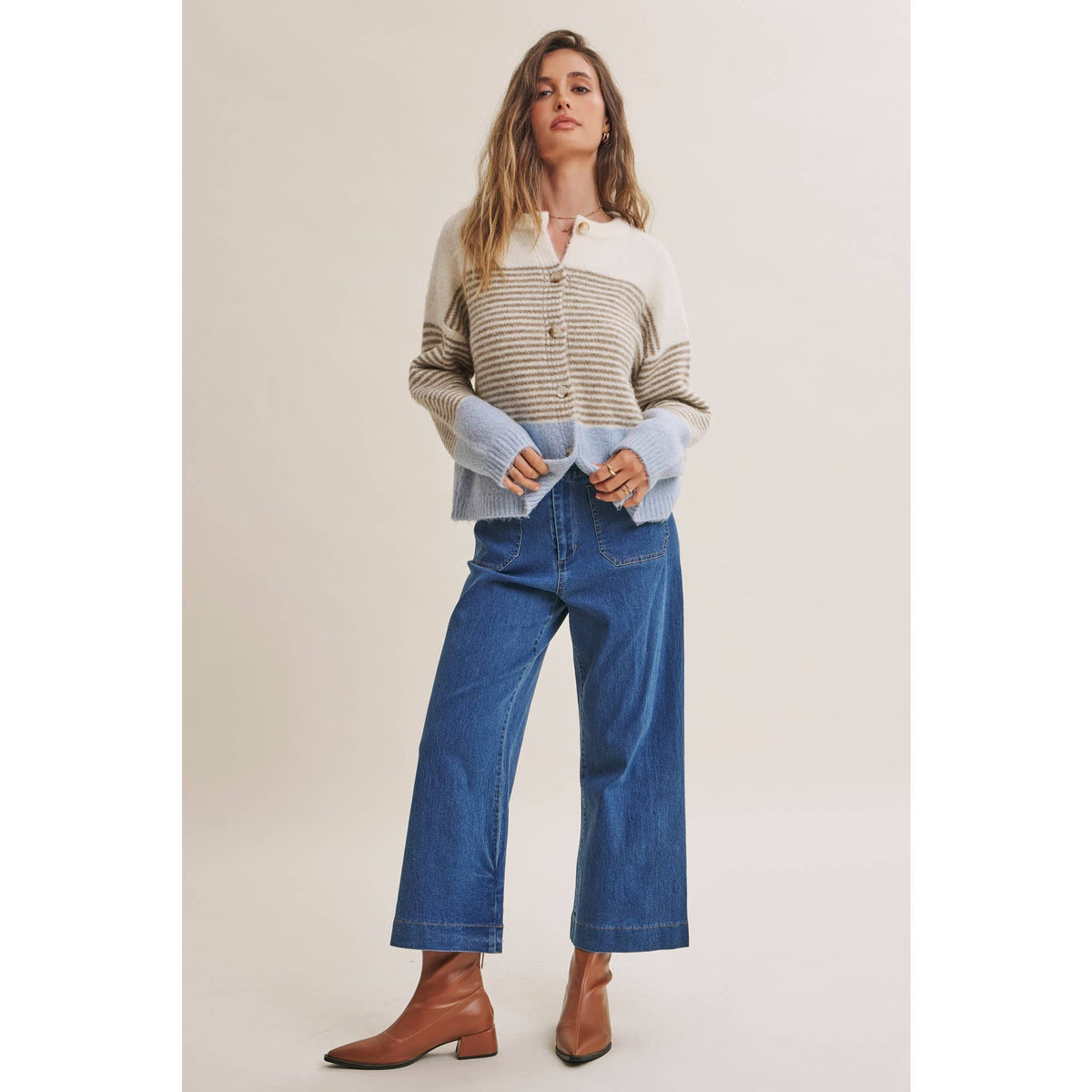 MORNING CHAI STRIPED CARDI