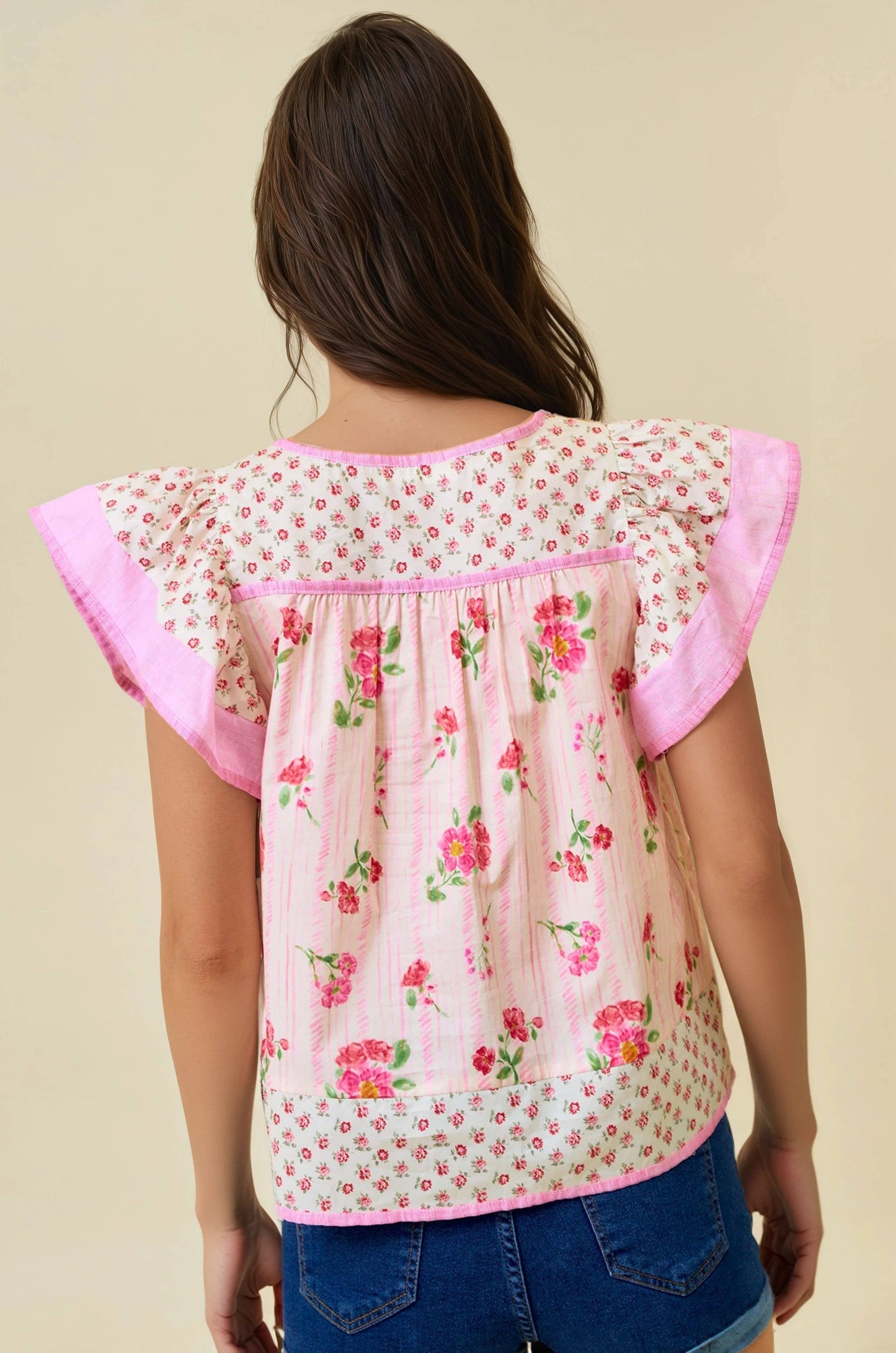 PINK FLUTTER BLOUSE