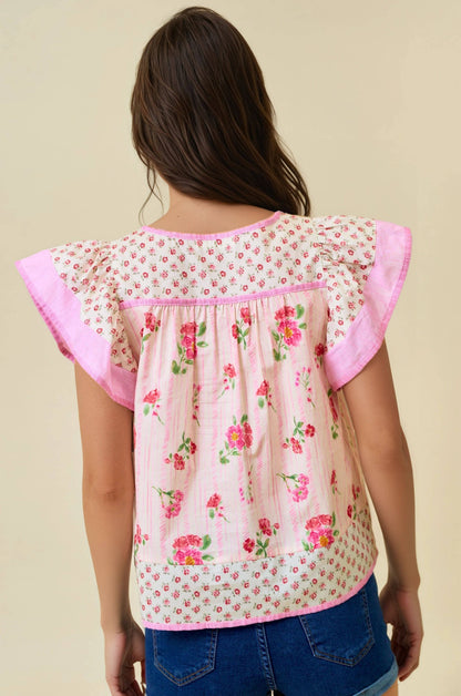 PINK FLUTTER BLOUSE